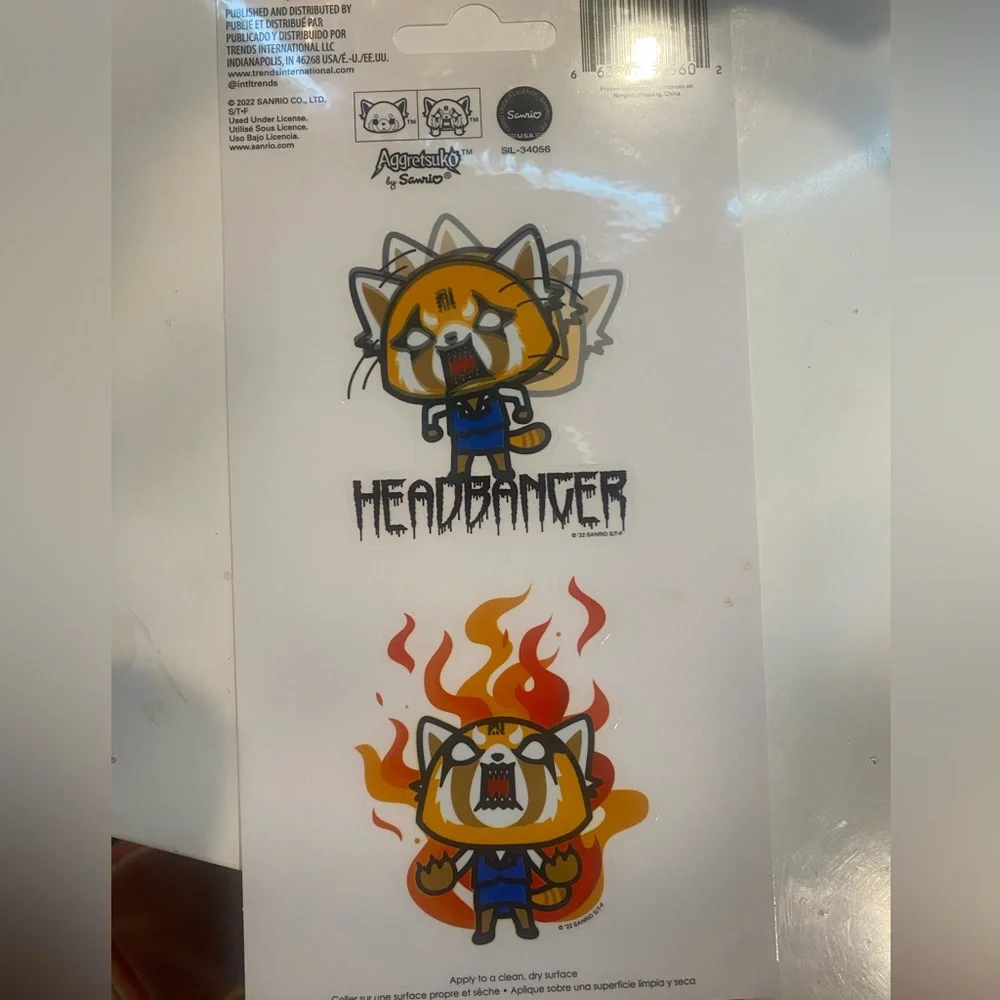 Aggretsuko patch and phone decals